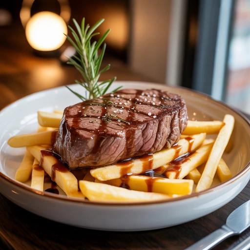 西冷牛排配薯条